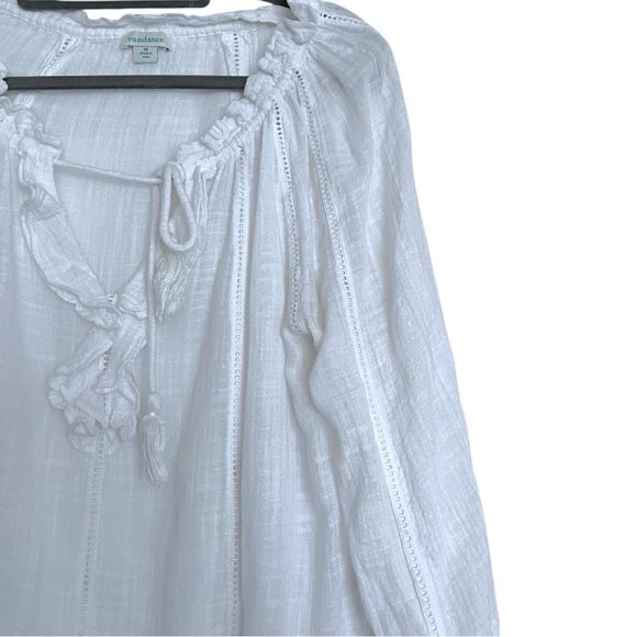 Sundance Cotton Gauze Poet Boho Ruffle Tie Neckline Blouse Medium - Picture 5 of 6